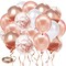 50 Pack Rose Gold Confetti Balloons - Rose Gold and White Balloons, Rose Gold Metallic Balloons for Birthday, Wedding, Engagement, Bachelor, and Bridal Shower Party Decorations